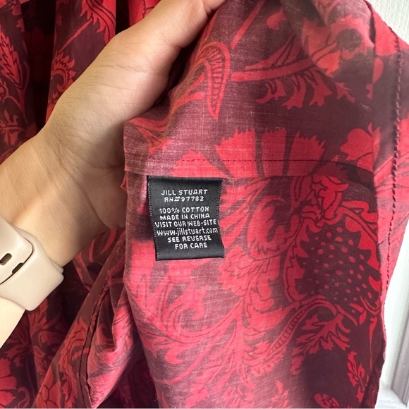 Jill Stewart Aydan Floral Flare Red Rose Print Dress Size 2 - Picture 7 of 7